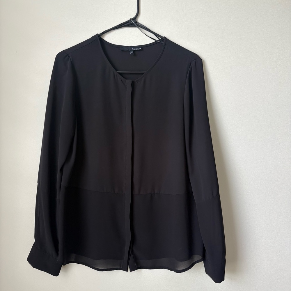 Ro & De Black Blouse, sheer bottom size small